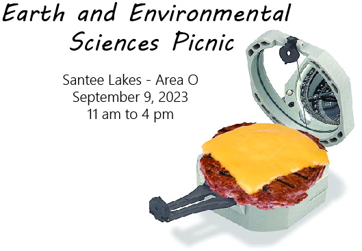 Earth and Environmental Sciences Picnic at Santee Lakes Area O, Sep. 9, 2023 11 am to 4 pm
